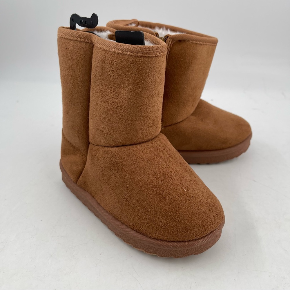NEW! Kidgets Unisex Kids Cognac Sherpa Lined Zippered Winter Boots - Size 7/8 - Picture 2 of 11